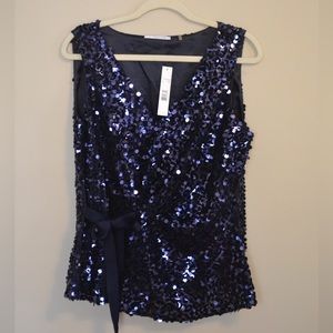 Tahari sequin top L